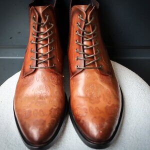 SALE - Robert Graham 10.5 Brown Embossed Italian Mens Dress Boots